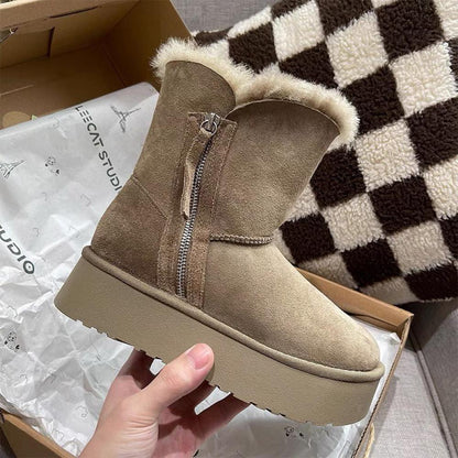 UGG High Top Side Opening Zipper Cotton Boots