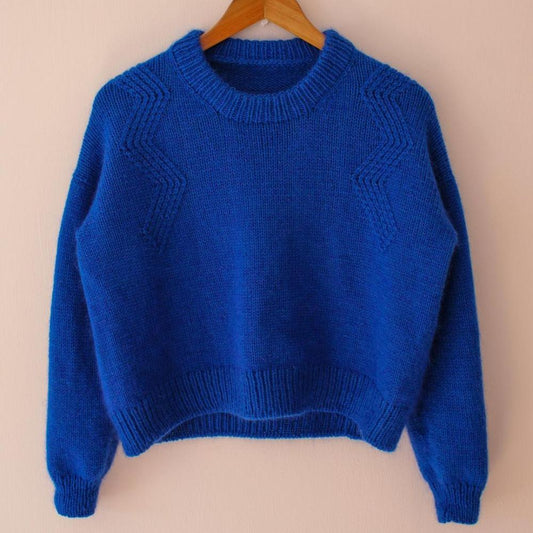 Crew neck chunky textured knit sweater