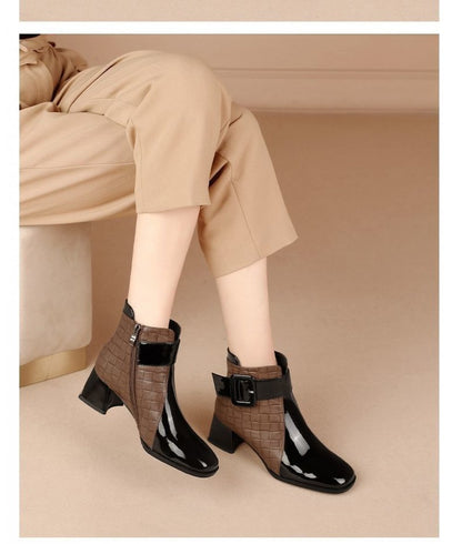 Fashion Boots Chunky Heel Square Toe Short Boots