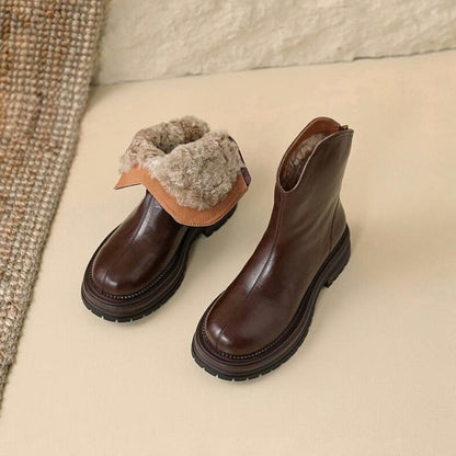 Casual Rabbit Fur Padded Round Toe Thick Boots