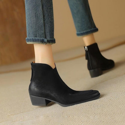 Casual Stretch V Mouth Small Square Toe Boots