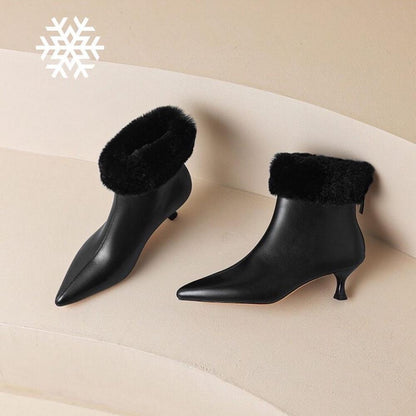 Temperament Raw Edge Slim Heel Pointed Toe Boots