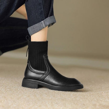 Casual Round Toe Chunky Knit Pumps Boots