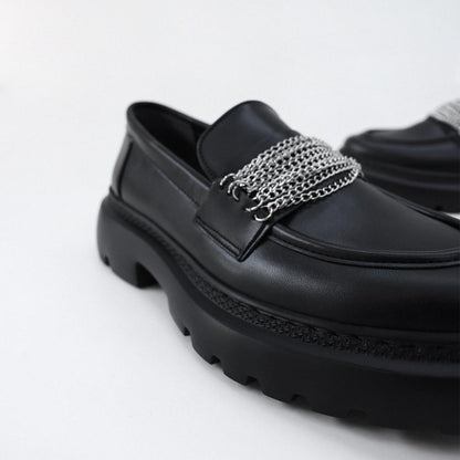 Silver chain detail loafers