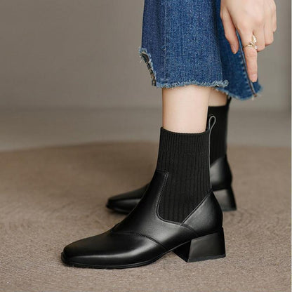 British Style Stretch Sock Boots Flat Martin Boots ⏰(New products on sale）