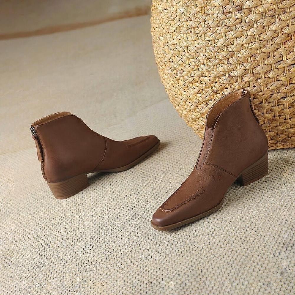 Casual Stretch V Mouth Small Square Toe Boots