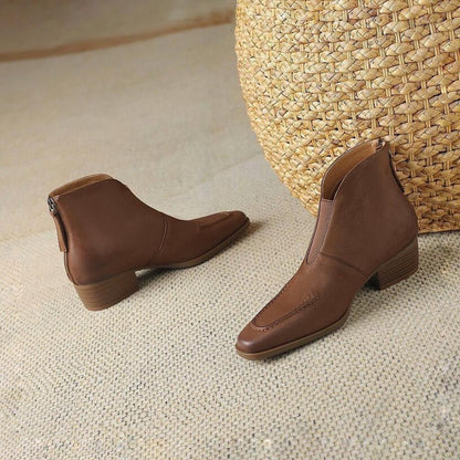 Casual Stretch V Mouth Small Square Toe Boots