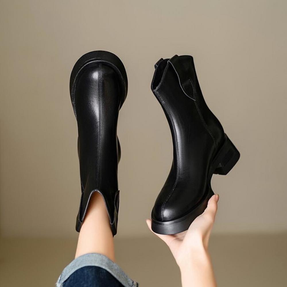 Trendy Comfortable Patent Leather Round Toe Martin Boots